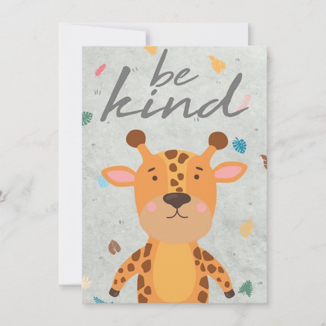 Giraffe Lover Be Kind Like A Giraffe Thank You Card (Front)