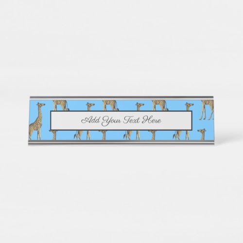 Giraffe Lover Blue Wild Animals Zoo African Safari Desk Name Plate