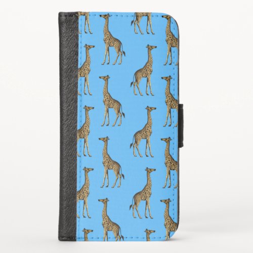 Giraffe Lover Blue Wild Animals Zoo African Safari iPhone X Wallet Case