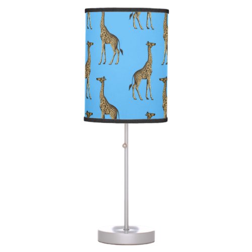 Giraffe Lover Blue Wild Animals Zoo African Safari Table Lamp