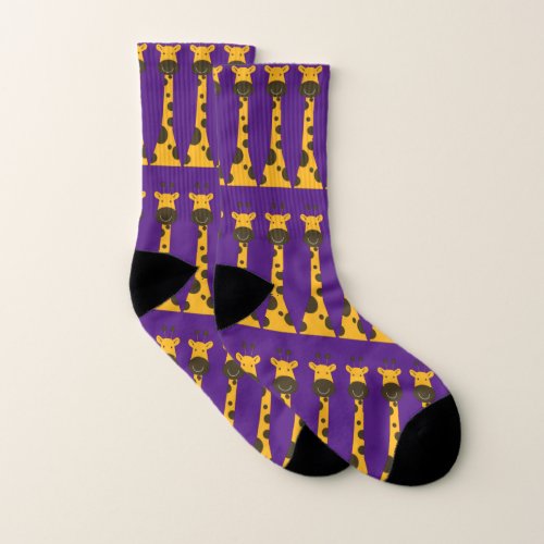 Giraffe Lover Collection Purple All_Over_Print Socks