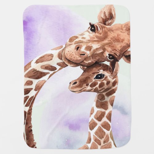 Giraffe Lover  Cute Giraffe Mom And Baby Baby Blanket