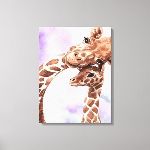 Giraffe Lover  Cute Giraffe Mom And Baby Canvas Print