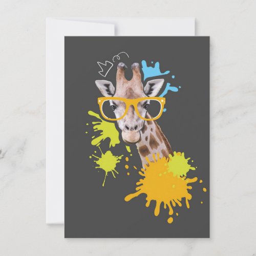 Giraffe Lover Cute Giraffe With Glasses Thank You Card