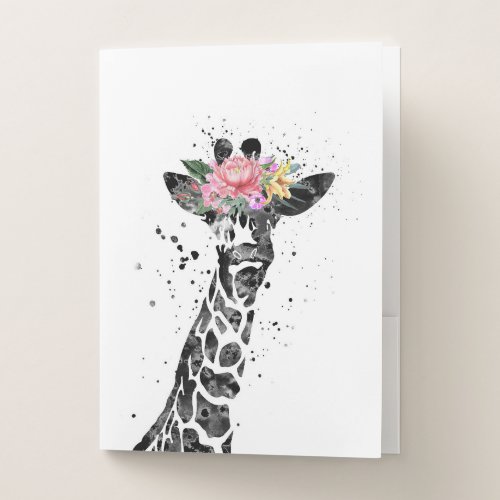 Giraffe Lover Giraffe And Flower Pocket Folder