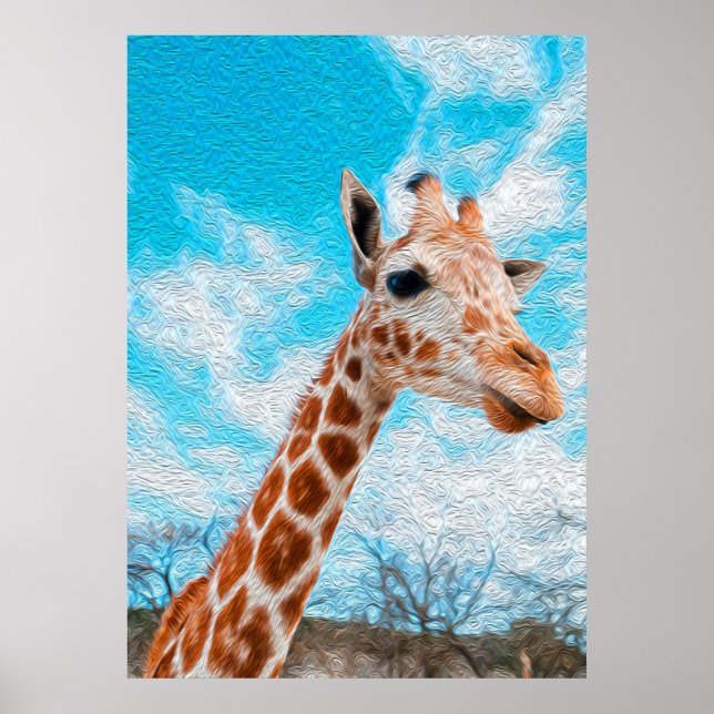 Giraffe Lover Giraffe Art Watercolor Poster (Front)