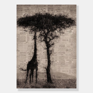 Giraffe Lover Giraffe Newspaper Art Foam Board