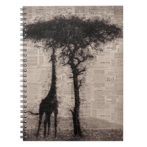 Giraffe Lover Giraffe Newspaper Art Notebook