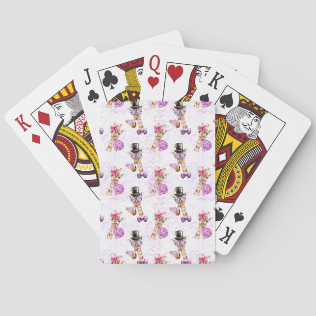 Giraffe Lover Giraffe Pattern Poker Cards (Back)