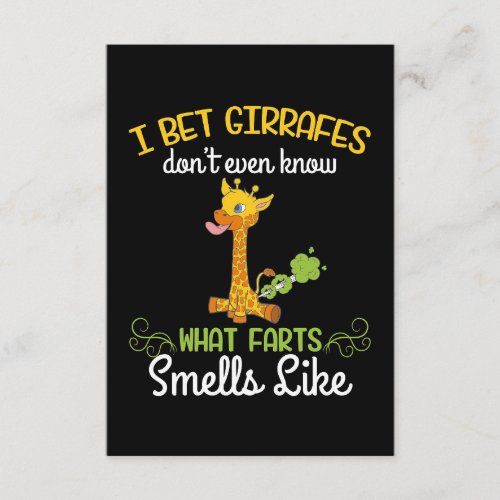 Giraffe Lover Giraffe What Farts Smells Like Enclosure Card