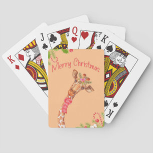 Giraffe Lover Giraffes Africa Merry Christmas Poker Cards