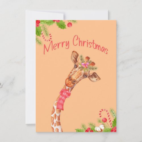 Giraffe Lover Giraffes Africa Merry Christmas Thank You Card