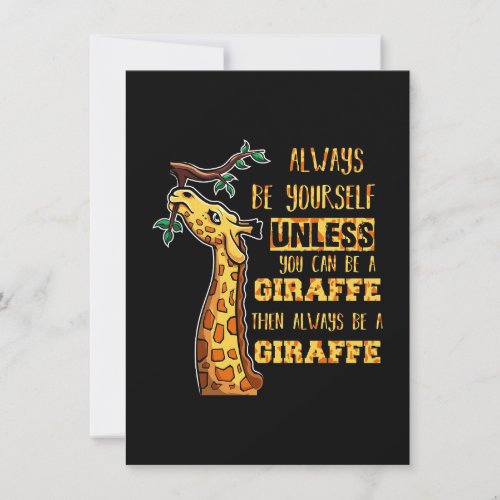 Giraffe Lover Giraffes Always Be Yourself Thank You Card