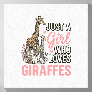 Giraffe Lover Girl Vintage Engraving Shirt Design_ Canvas Photo Tile