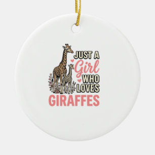 Giraffe Lover Girl Vintage Engraving Shirt Design_ Ceramic Ornament