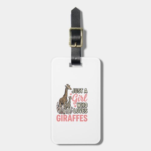 Giraffe Lover Girl Vintage Engraving Shirt Design_ Luggage Tag