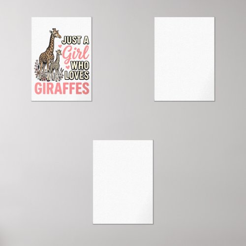 Giraffe Lover Girl Vintage Engraving Shirt Design_ Wall Art Sets