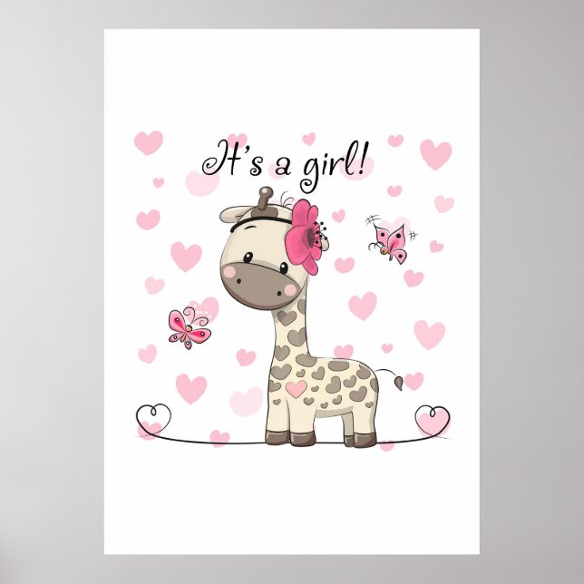 Giraffe Lover It Is A Girl Giraffe Poster (Front)