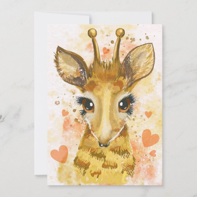 Giraffe Lover Lovely Giraffe Thank You Card (Front)