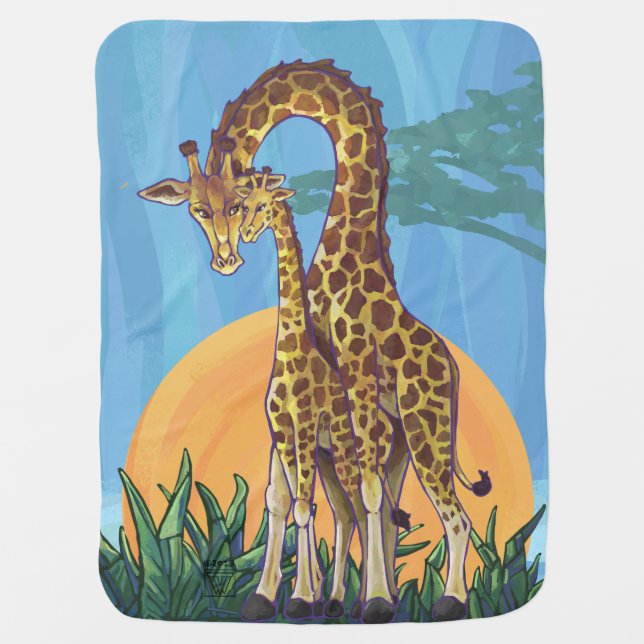 Giraffe Mama and Baby Blanket (Front)