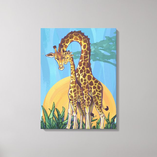 Giraffe Mama and Baby Canvas Print (Front)