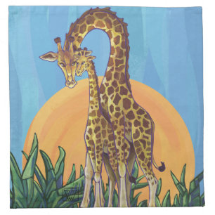 Giraffe Mama and Baby Cloth Napkin