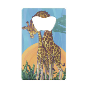 Giraffe Mama and Baby Credit Card Bottle Opener