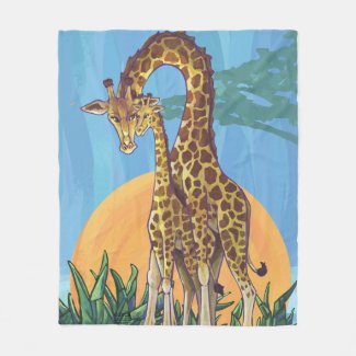 Giraffe Mama and Baby Fleece Blanket