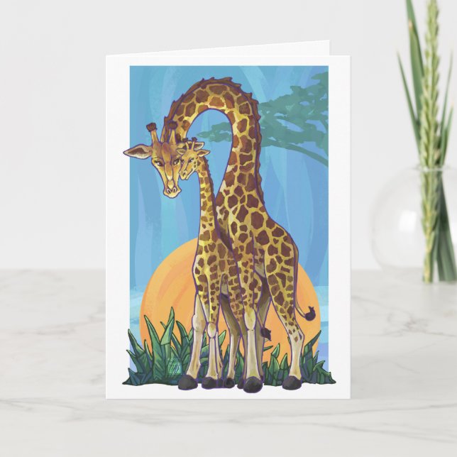 Giraffe Mama and Baby Happy Mother's Day Card (Front)