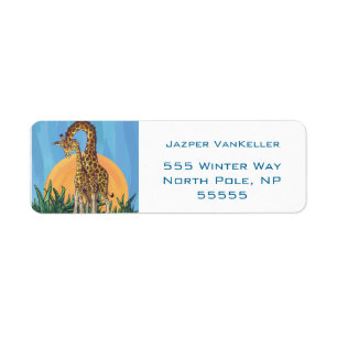 Giraffe Mama and Baby Label