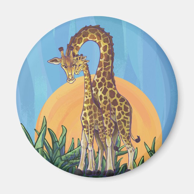 Giraffe Mama and Baby Magnet (Front)