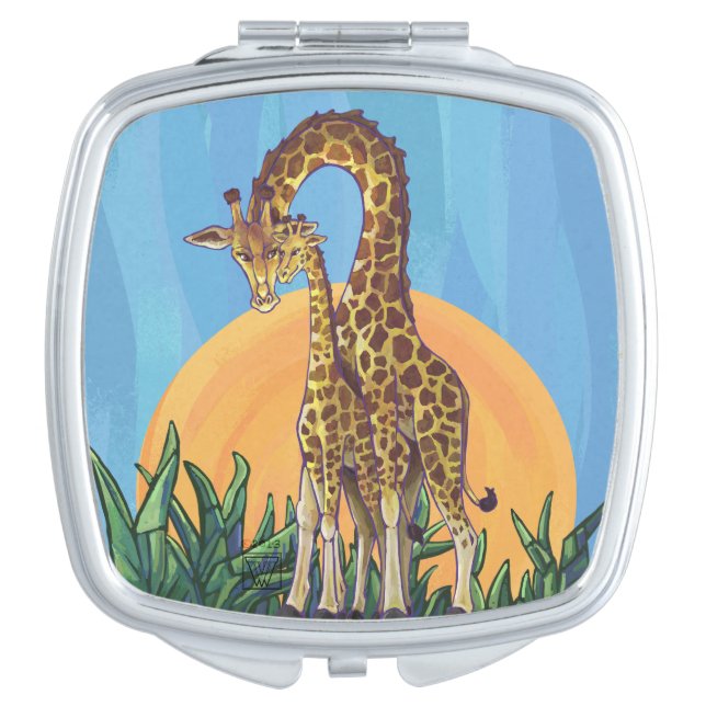 Giraffe Mama and Baby Makeup Mirror (Front)