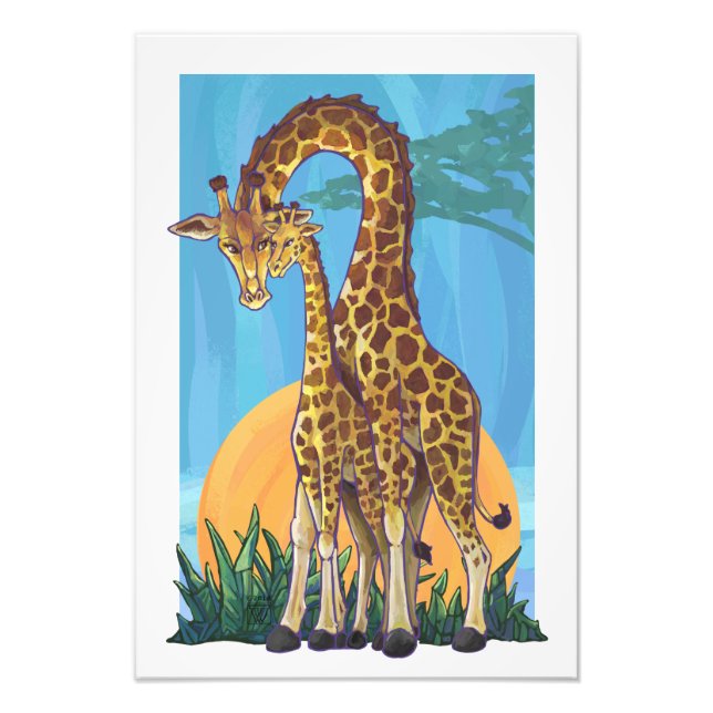 Giraffe Mama and Baby Photo Print (Front)