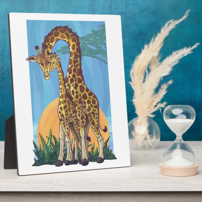 Giraffe Mama and Baby Plaque (Side)