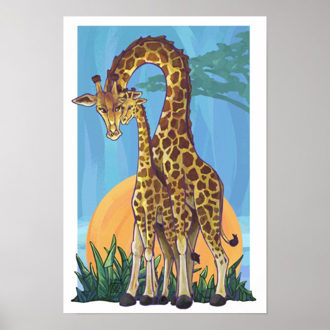 Giraffe Mama and Baby Poster (Front)