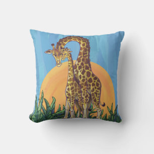 Giraffe Mama and Baby Throw Pillow