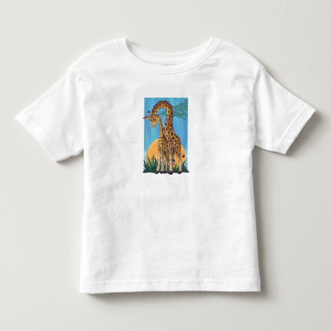 Giraffe Mama and Baby Toddler T-shirt (Front)