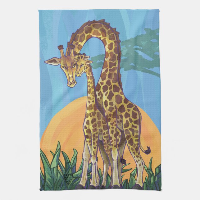Giraffe Mama and Baby Towel (Vertical)