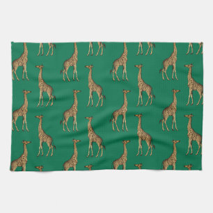Giraffe Mammalian Emerald Green Wild Animal Africa Kitchen Towel