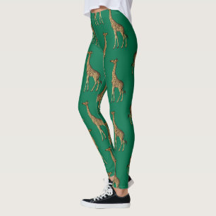 Giraffe Mammalian Emerald Green Wild Animal Africa Leggings