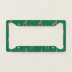Giraffe Mammalian Emerald Green Wild Animal Africa License Plate Frame