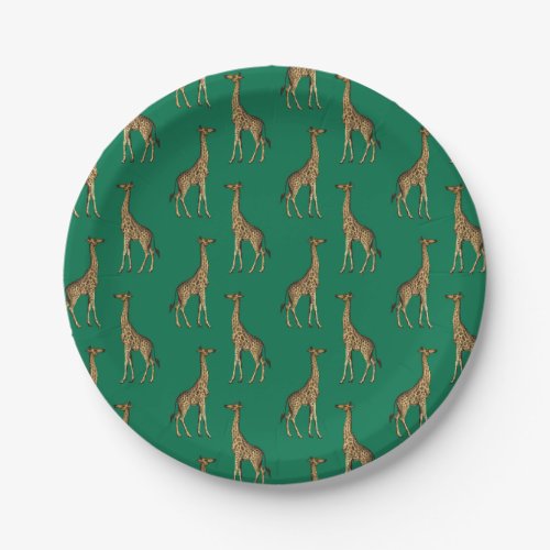 Giraffe Mammalian Emerald Green Wild Animal Africa Paper Plates