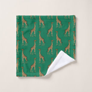 Giraffe Mammalian Emerald Green Wild Animal Africa Wash Cloth