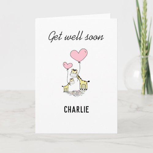 giraffe mask cute get well soon child card