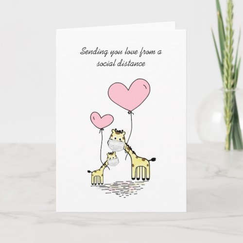 giraffe mask quarantine cute sending you love card
