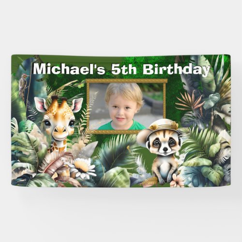 Giraffe meerkat safari jungle zoo theme party  banner