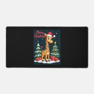 Giraffe Merry Christmas Tree Lighting Santa Giraff Desk Mat
