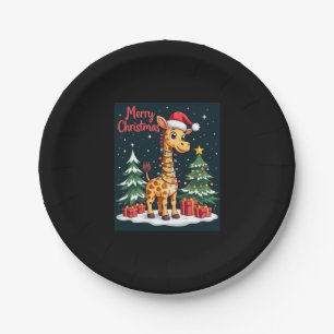 Giraffe Merry Christmas Tree Lighting Santa Giraff Paper Plates
