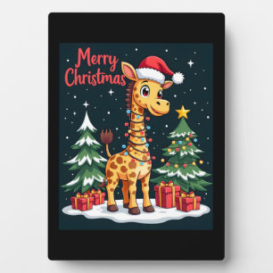 Giraffe Merry Christmas Tree Lighting Santa Giraff Plaque