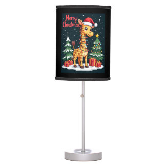 Giraffe Merry Christmas Tree Lighting Santa Giraff Table Lamp